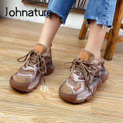 Echtes Leder Schuhe Damen Sneakers Lace-up Retro Mischfarben Frühling handgemachte prägnante Plateau Sneakers