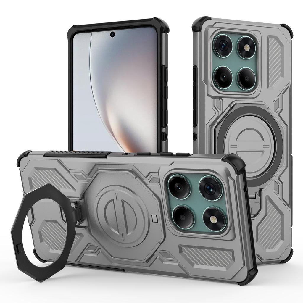 For Motorola Edge 60 Fusion 5G Magnetic Case Rotating Metal Kickstand PC+TPU Phone Back Cover