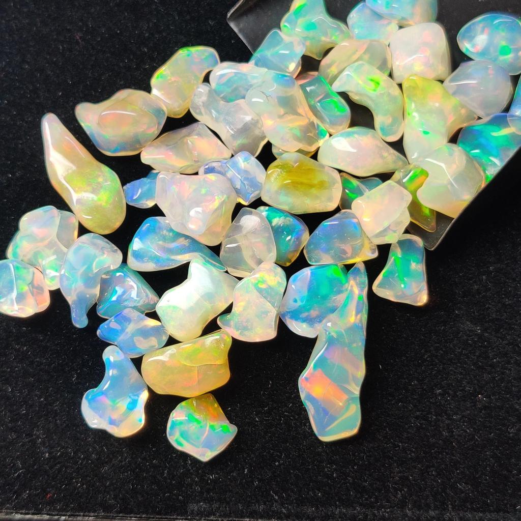 Polished White Uncut Opal Stone, Multi fire Opal, 7-15 MM Size Rough. Opal Rough Lot.