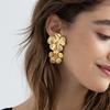 CARLIDANA Irregular Exaggerated Flower Stud Earrings Geometric Chunky Vintage Waterproof Stainless Steel Gold Plated for Women