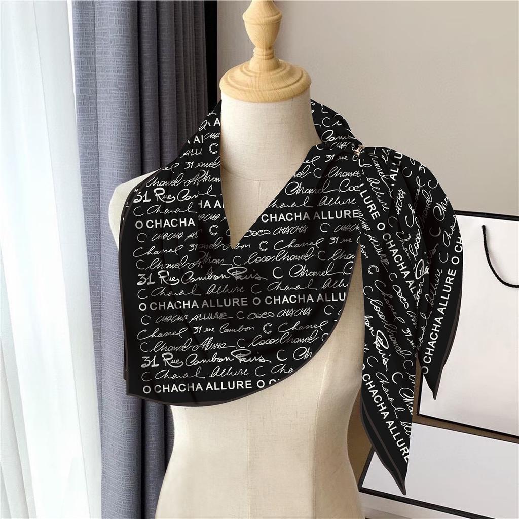 Vreovor Spring And Summer New Camellia 90Cm Square Scarf Tube Top Temperament Celebrity Vacation Beach Shawl Headscarf Versatile