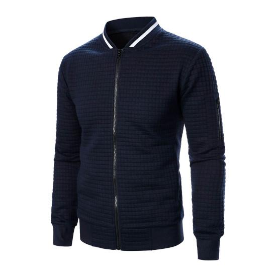 Uomo Felpa Cappotto Collo Alto Manica Lunga Patchwork Colore Cerniera Patta Giacca Cappotto con Tasche Orlo Elastico Sport Outwear