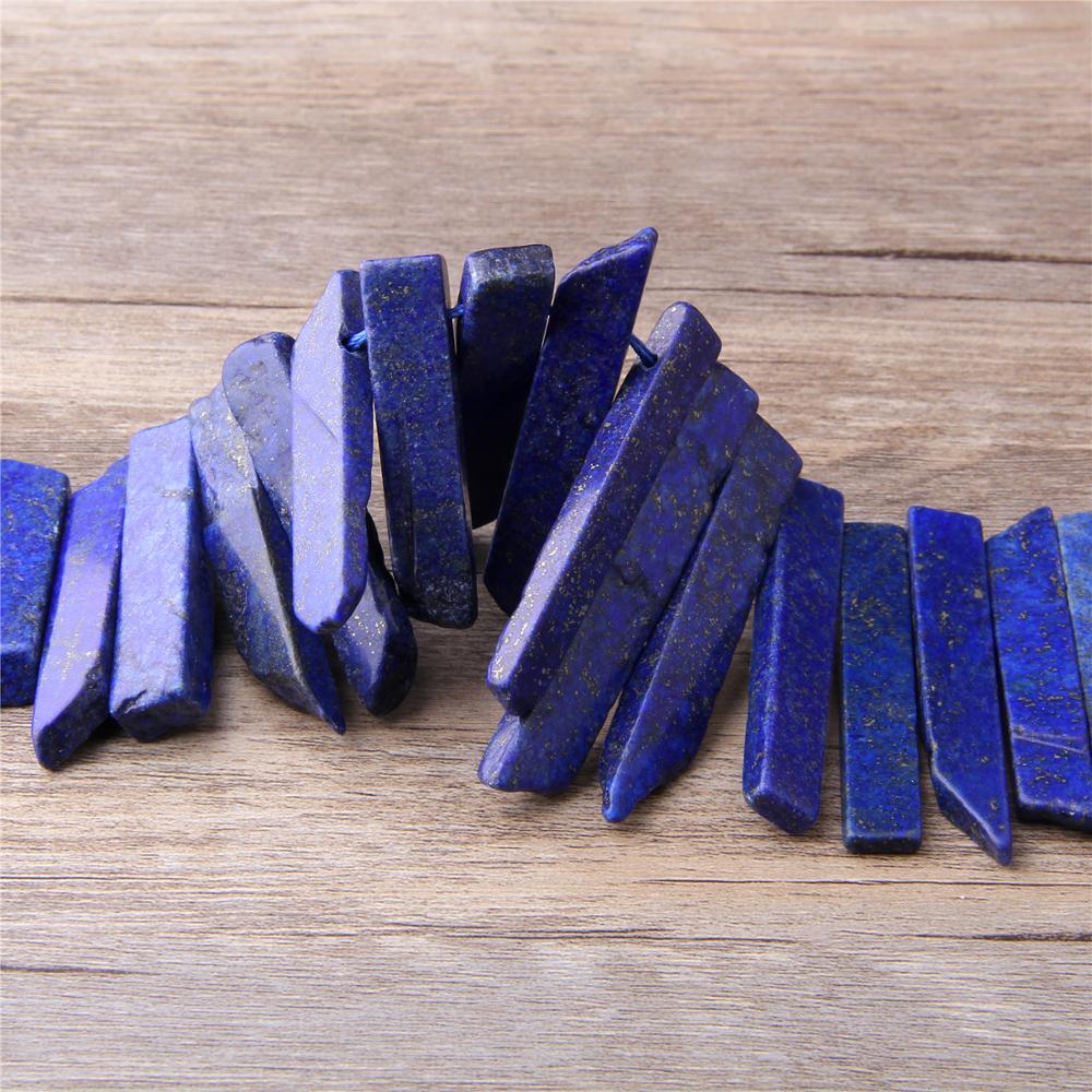 Natural flat blue Lapis lazuli stone Point Stick beads Top Drilled loose Beads Pendants necklace Accessories For jewelry making Half Strand