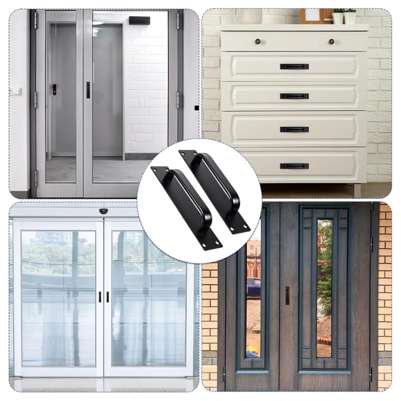 Sturdy Aluminum Alloy Barn Door Handle 2 Pack 7.9Inch Length Ergonomic Sliding Hardware for Kitchen Cabinets Closet