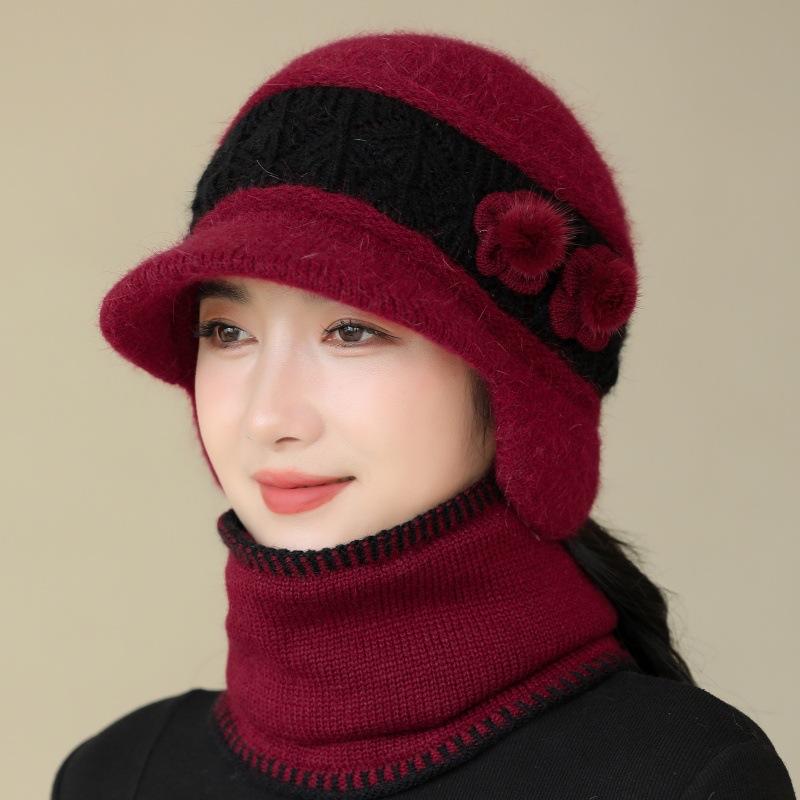 Winter Hat Women's Thickened Wool Cap Cap Fleece Warm Ear Protector Knitted Hat