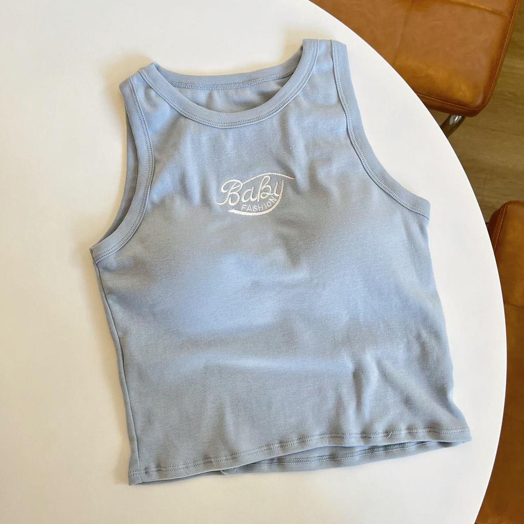 Jennie Fashion Vielseitiges Sportliches Weißes Buchstaben Camisole Tanktop für Damen