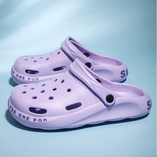 

Распродажа, летние дешевые сабо, мужские желтые мужские пляжные сандалии, повседневная уличная мужская садовая обувь без шнуровки, унисекс Sandalias De Hombre 11 фиолетовый