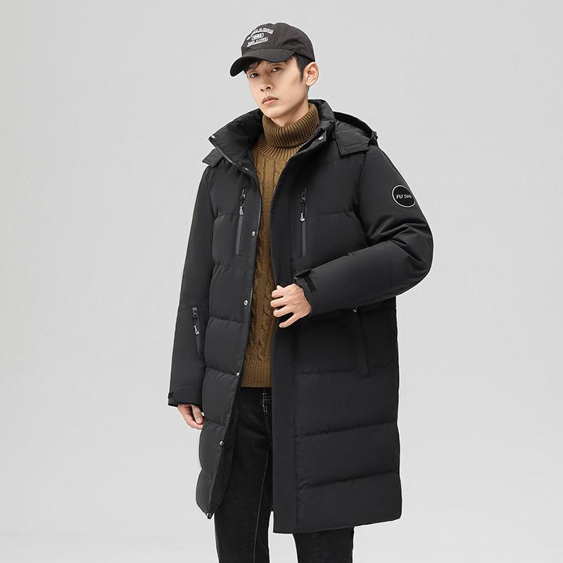 

Men s mid-length down jacket men s new winter white duck down fashion versatile couple hooded jacket for men M
