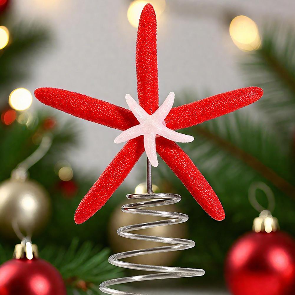 Starfish Tree Topper Christmas Tree Starfish Decoration Starfish Christmas Tree Topper with Metal Spiral for Festive Holiday