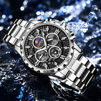 Luxury Watches For Men Chronograph Stainless Steel Man Wristwatch Waterproof Luminous Sport Military Men's Quartz Watch