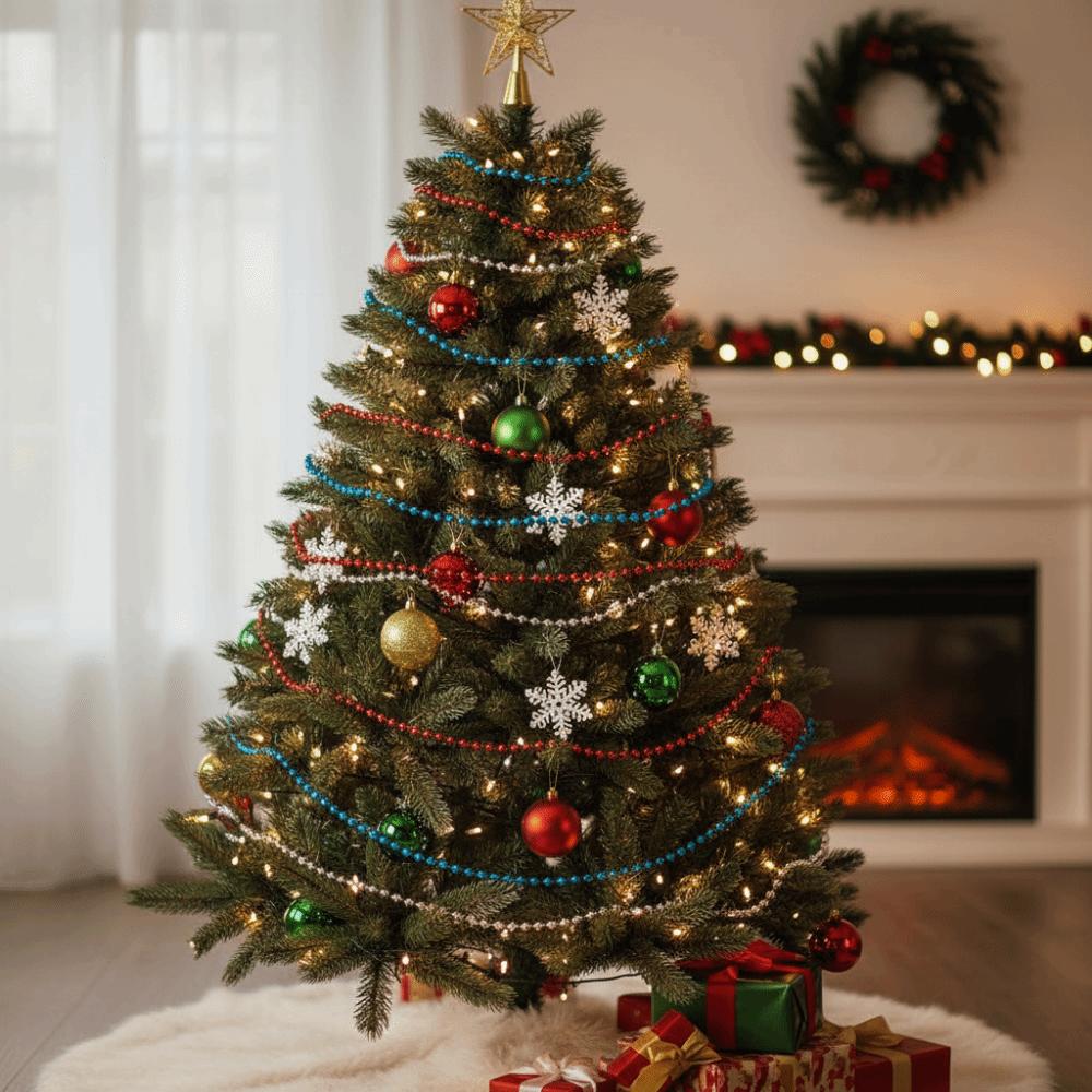 Creative Colored Bead Chain DIY 5/10M Christmas Decoration Bead String Craft Decorative Christmas Tree Pearl String