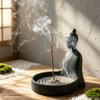 Zen Style Chinese Incense Stick Holder with Ash‑Catching Meditating Monk Incense Burner Simulated Minimalist