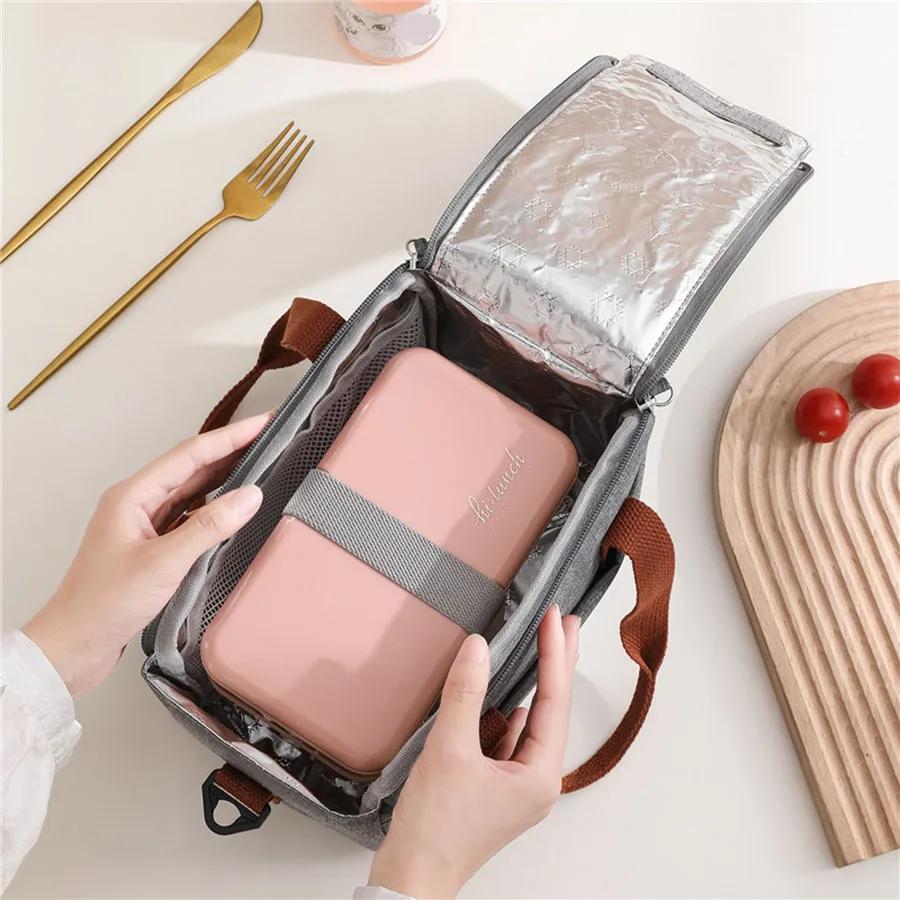 New Portable Lunch Bag Cooler Tote Hangbag Picnic Insulated Box Canvas Thermal Food Container Men Women Kids Travel Shoulder Bag