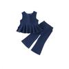 Girls Denim Suit Summer New Children's Korean Style Sleeveless Top Flared Pants Two-piece Set