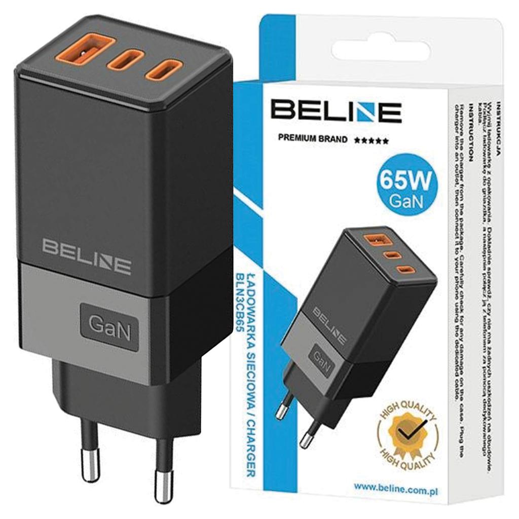 Beline Ład. Siec. 2X Usb-C + 1X Usb 65Wczarny/Black (Only Head) Pd 3.0 + Qc 3.0 Bln3Cb65 Gan
