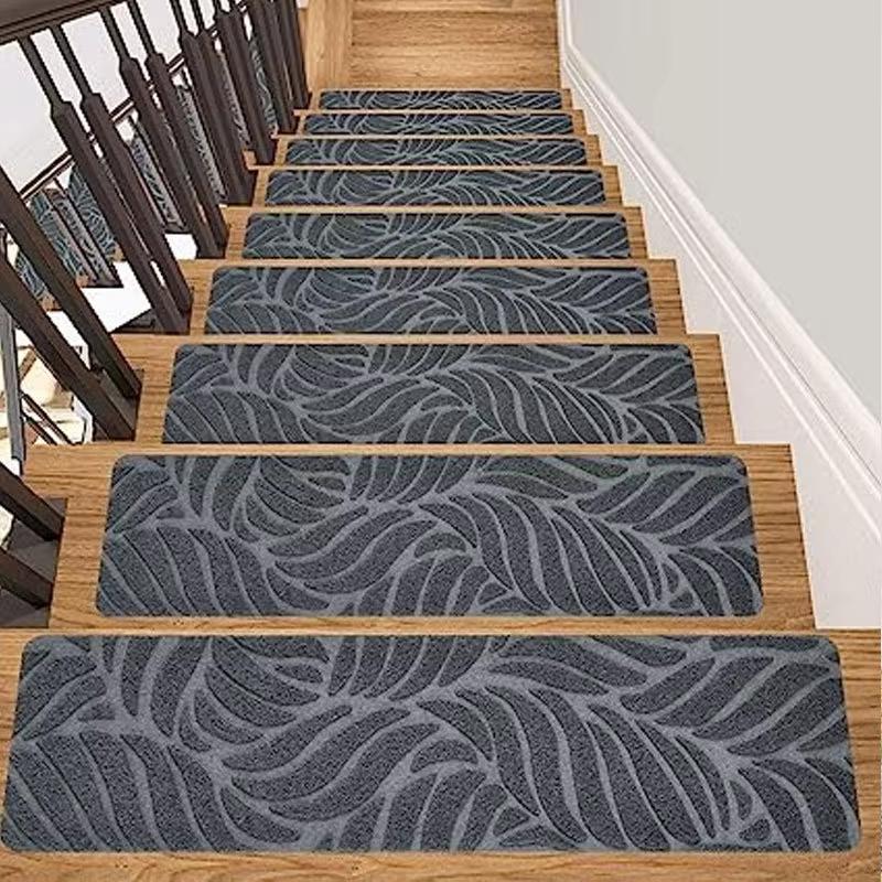 

3pcs 76x20cm Adhesive Free Self-adhesive Stair Mat Anti-slip Step Pad Repeatedly Used Floor Rug Brushed Embossed Carpet 3pcs темно-сірий колір