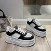Little White Shoes Women's 2025 Autumn New Inner Height Increase Thick Baseplate Shoes Sports and Leisure Small Popular Muffin Board Shoes