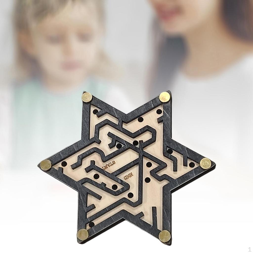 Wooden Maze Game Board Balance Toy Puzzle Logic Marble for 6 Years and