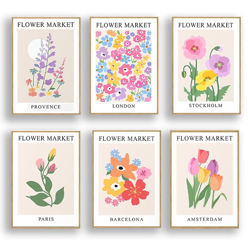Flower Market Posters Colorful Rose Tulip Wall Art Decor Canvas Painting Nordic Bedroom Interior Aesthetics Picture Decoration