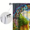 2pcs Colored Glass Tiger Printed Curtain for Home Decor - Rod Pocket Window Treatment for Bedroom, Office, Kitchen, Living Room