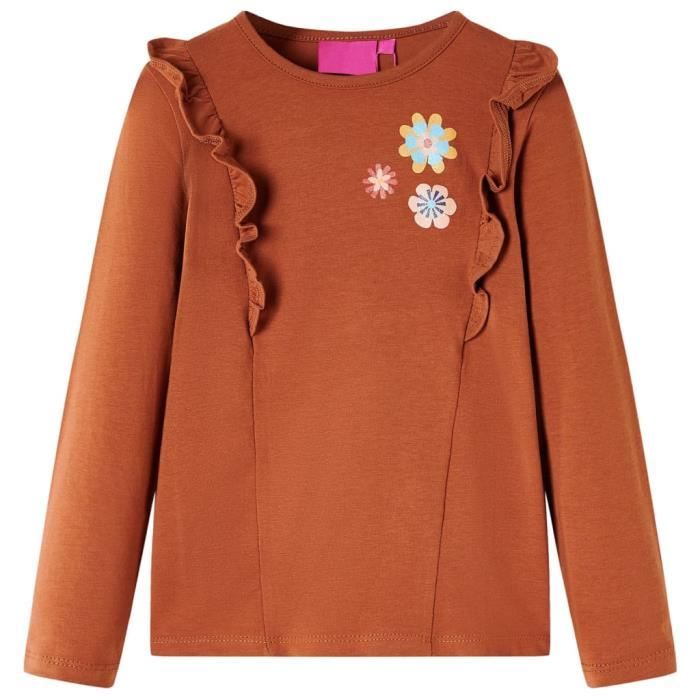 T-shirt enfants à manches longues imprimé floral 2 couleurs et 5 dimensions disponibles