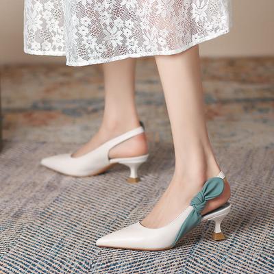 Korean Version of Color Matching Strap High-heeled Sandals Female Niche Pointed Shoes Female Fairy Wind Commuter Stiletto Sandals