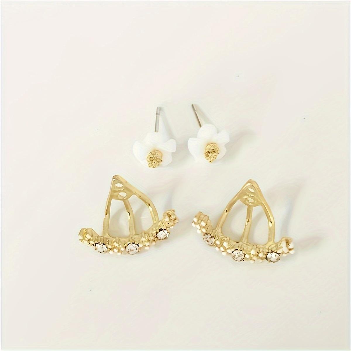 

Элегантные серьги-ромашки со сверкающими стразами Шикарный дизайн с белыми цветами для повседневной носки Идеальны для Дня святого Валентина Повседневные серьги