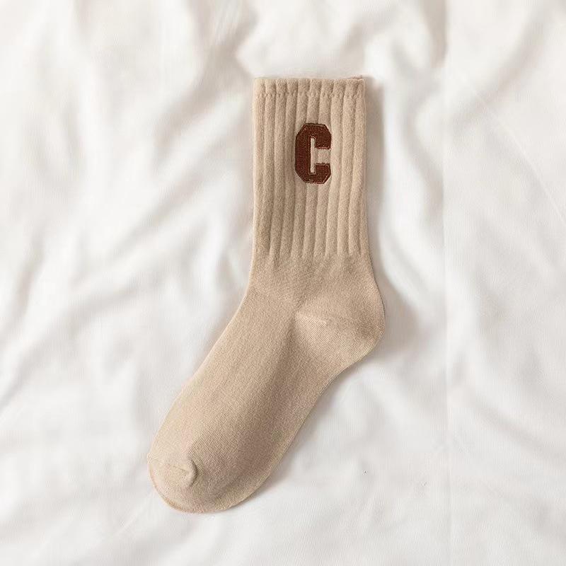 

1 пара носков, теплые зимние хлопковые чулки, однотонные носки с буквами, женские чулочно-носочные изделия, зимние носки хаки