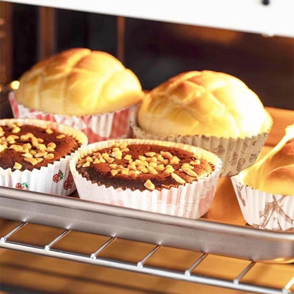 100Pcs New Oil-proof Cake Cups Heat-Resistant Disposable Cake Base Trays Non-Stick Baking Cups for Birthday Party Decor