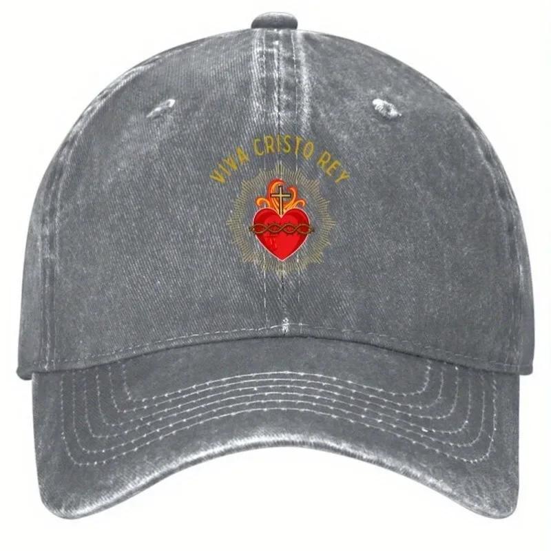 Viva Cristo Rey Sacred Heart Baseball Cap Adjustable Vintage Casual Polyester Hat for Adults