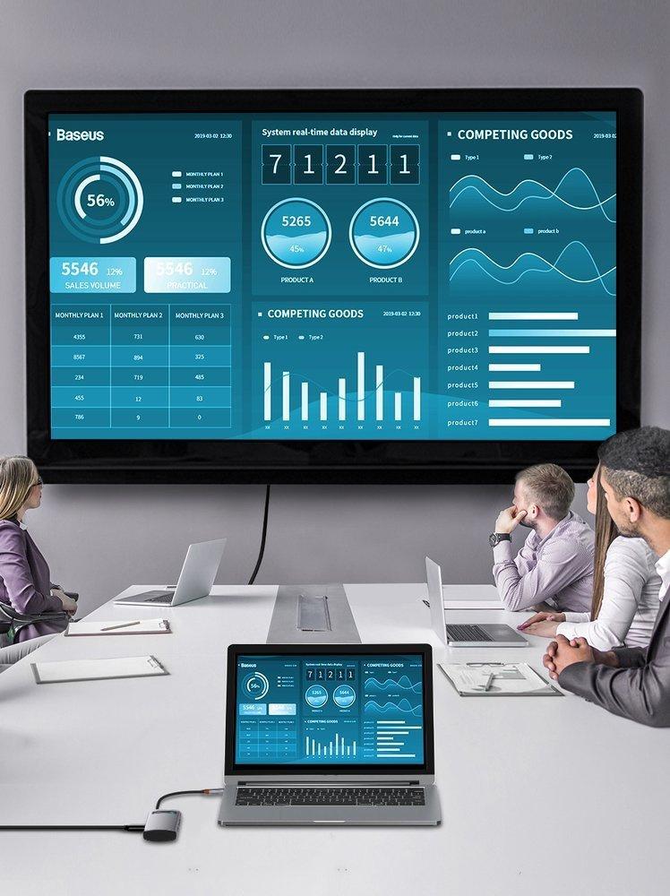 Baseus Metal Gleam 4-in-1 USB-C Hub: 100W PD, 4K HDMI, USB 3.2 Gen 1 & 2.0 - Model CAHUB-CY0G