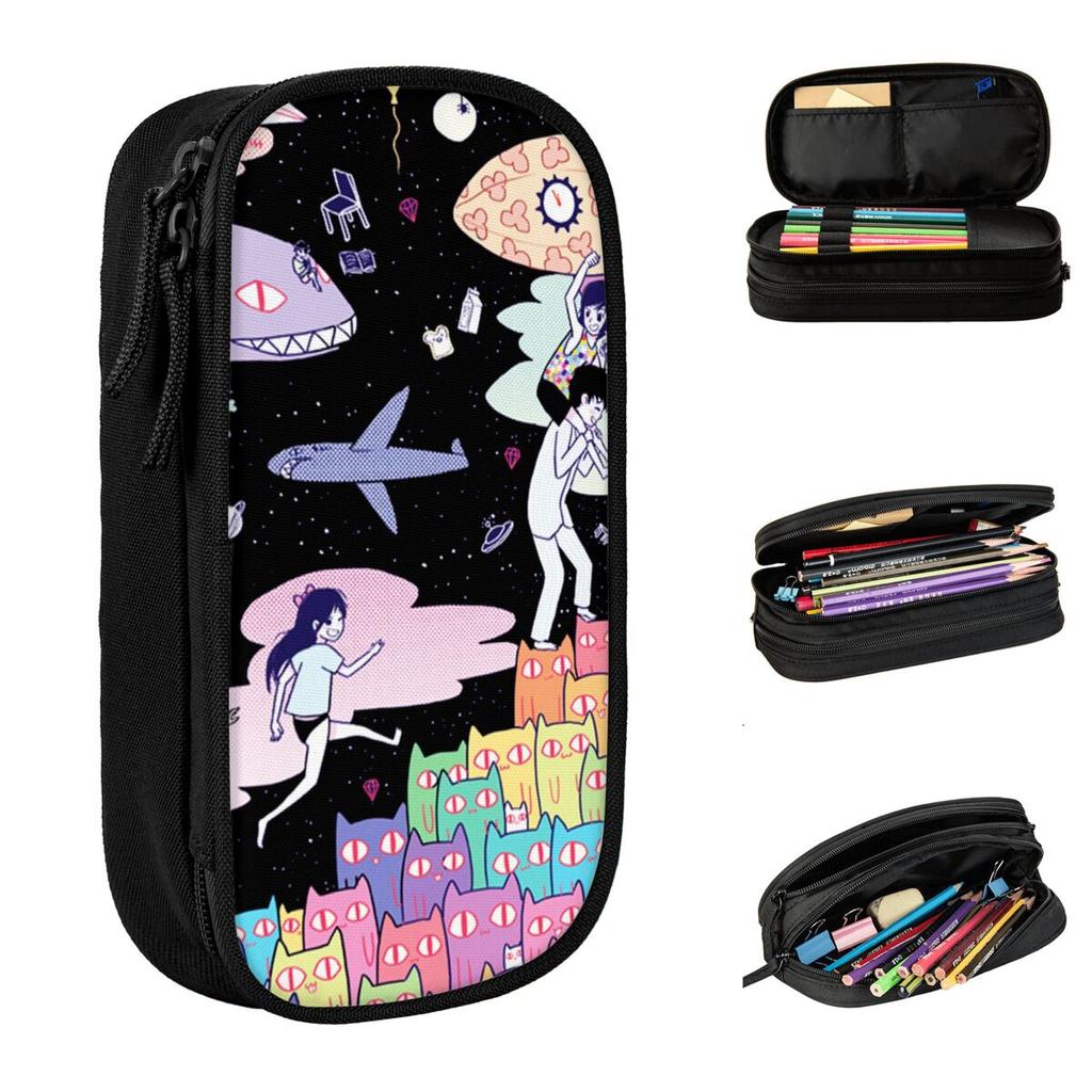 Omoris Game Fanart Pencil Case Basil Aubrey Anime Hikikomori Pen Bag for Student Big Capacity Students School Zipper Pencilcases