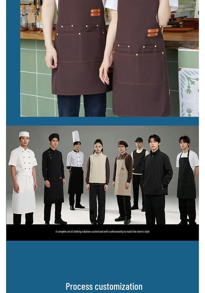 Trendy Waterproof Canvas Apron with Custom Logo for Hospitality or Retail Workers