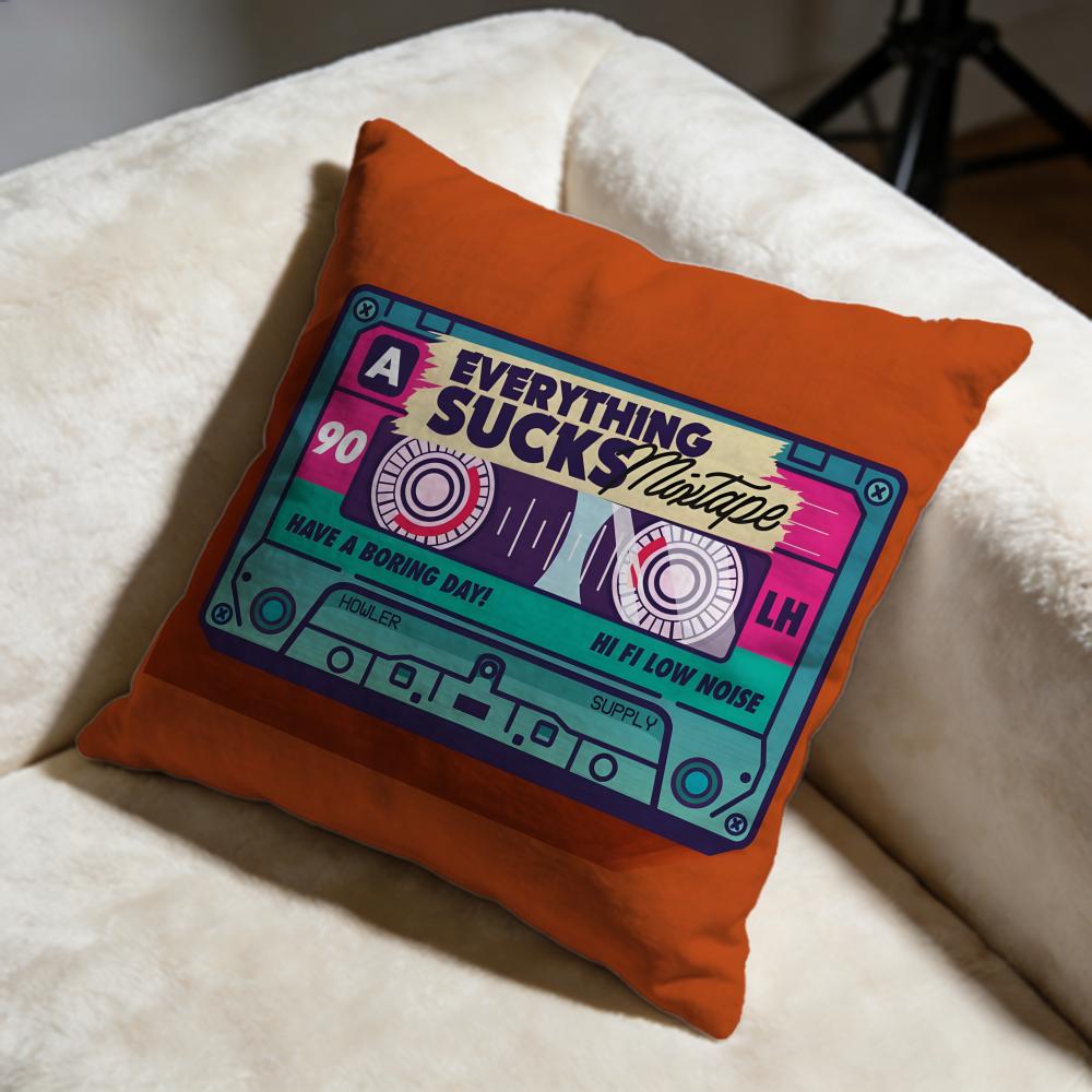 Music Tape Cushion Cover Soft Decorative Pillow Case Suitable for Bedroom Sofa Car Travel Use