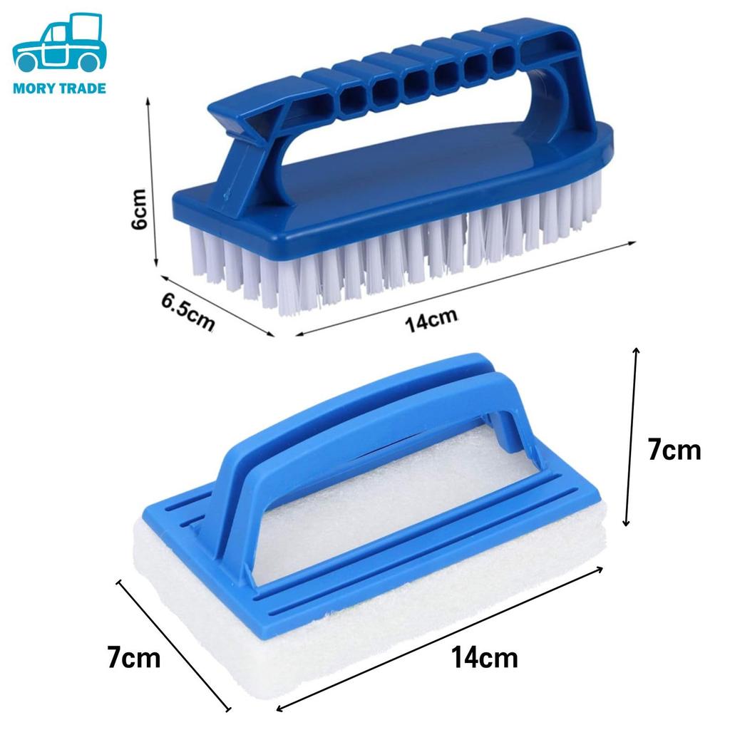 MORYTRADE Pool Cleaning Easy Cleaning for Every Nook and for Bathrooms and Set of Brush Standard Brush, Crannies, Balconies, Blue, 2 & Sponge,