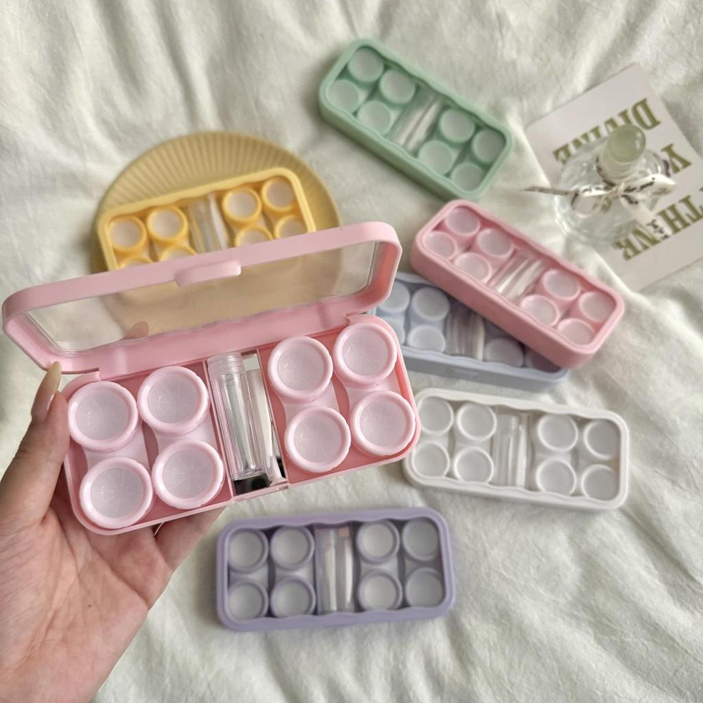4 Pair Contact Lens Case Contact Lens Storage Box Portable Travel Contact Lenses Case Soak Container Lenses Box for Beauty Pupil