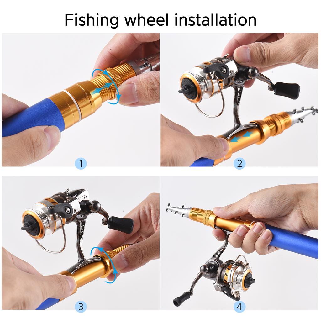 Fishing Rod and Reel Combos Telescopic Fishing Pole with Spinning Reel Combo Kit Fishing Line Lures
