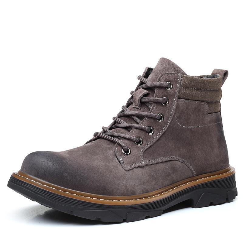 Winter boots men s high top British leather frosted versatile workwear boots winter cotton shoes men s leather boots 38