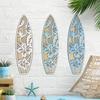 3 Pcs Wooden Surfboard Wall Decor Hollow Flowers Wall Art Beach Ocean Boho Wall Hanging Ornaments for Living Room Bedroom