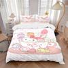 3pcs Sanrio Hello Kitty & Colorful Bear Bedding Set 1 Soft Quilt Cover + 2 Pillowcases, Machine Washable Suitable for All Seasons, Perfect Gift W096