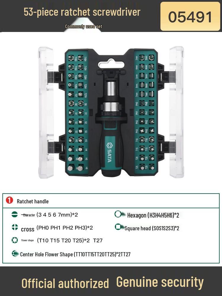 SATA Ratchet Screwdriver Set with Phillips, Slotted, Torx for Electronics Repair