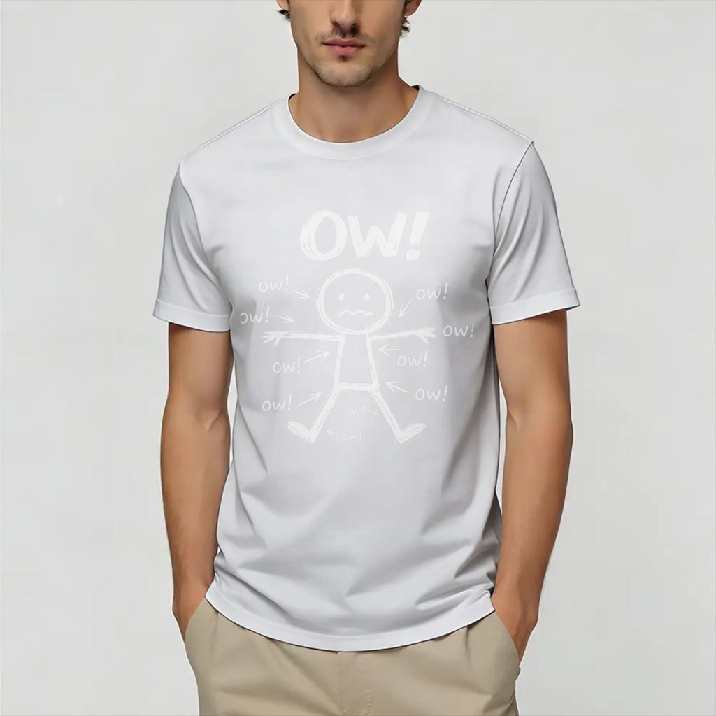 Funny Ow Ow Ow Ow Saying Body Unisex T Shirts Leisure Tees Short Sleeve Crew Neck TShirts Cotton Plus Size Clothes