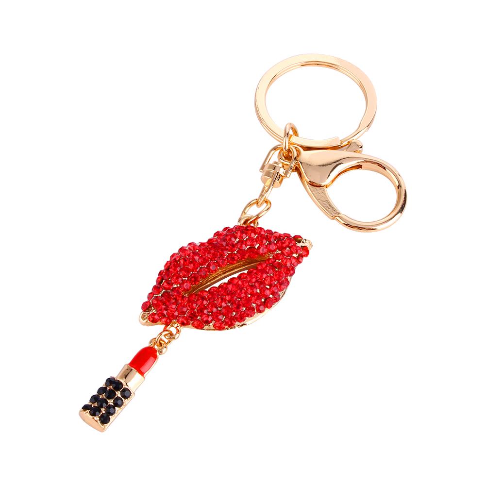 Sexy Lipsticking Lip-Key Chain RhinestOne Crystal Purse CharmDecoration