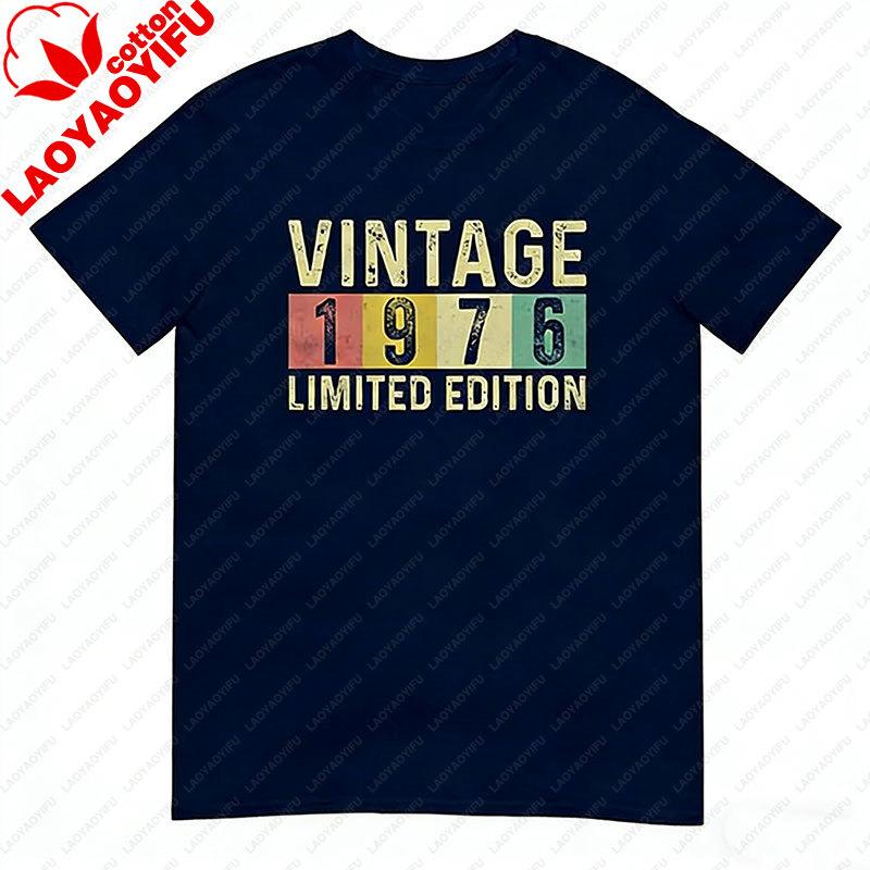Vintage 1976 for Women Men 50th Birthday Meaningful Gifts TShirt Summer Fashion Casual Comfort Soft Cotton Tee Print Shirt Tops