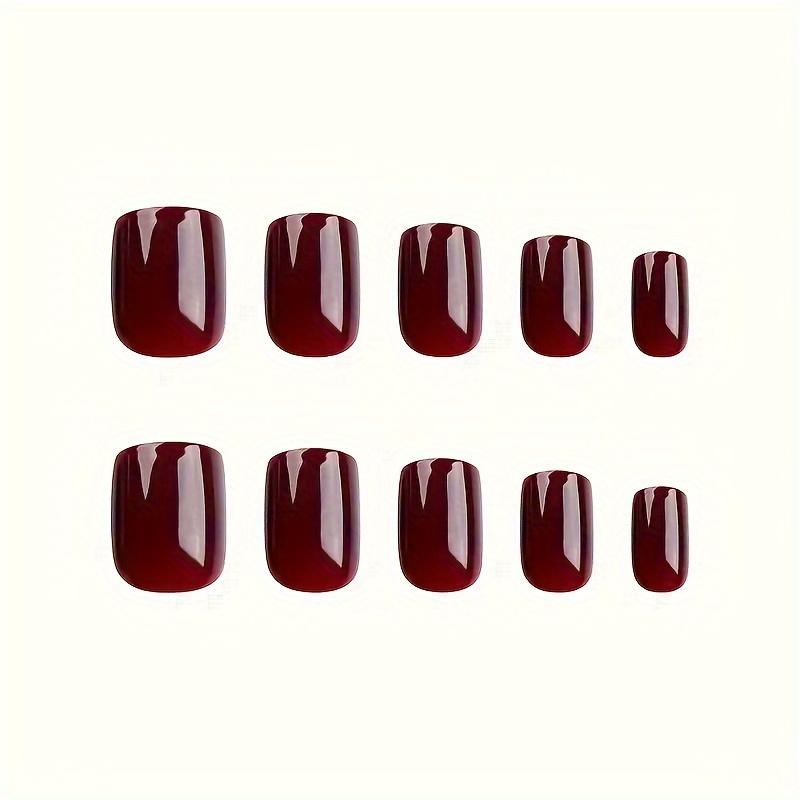 Uñas Postizas Cortas Cuadradas, Uñas Postizas Brillantes, Uñas Postizas de Cobertura Completa Para Mujeres y Niñas con Imprimación de Punta Preaplicada