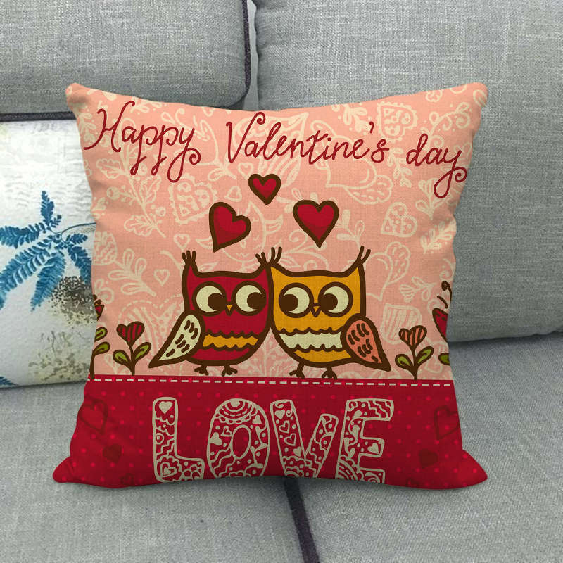 Cartoon Owl Series Love Digital Printing Short Plush Pillow Covers For Car Sofa Office Cushion Cover Home Goods