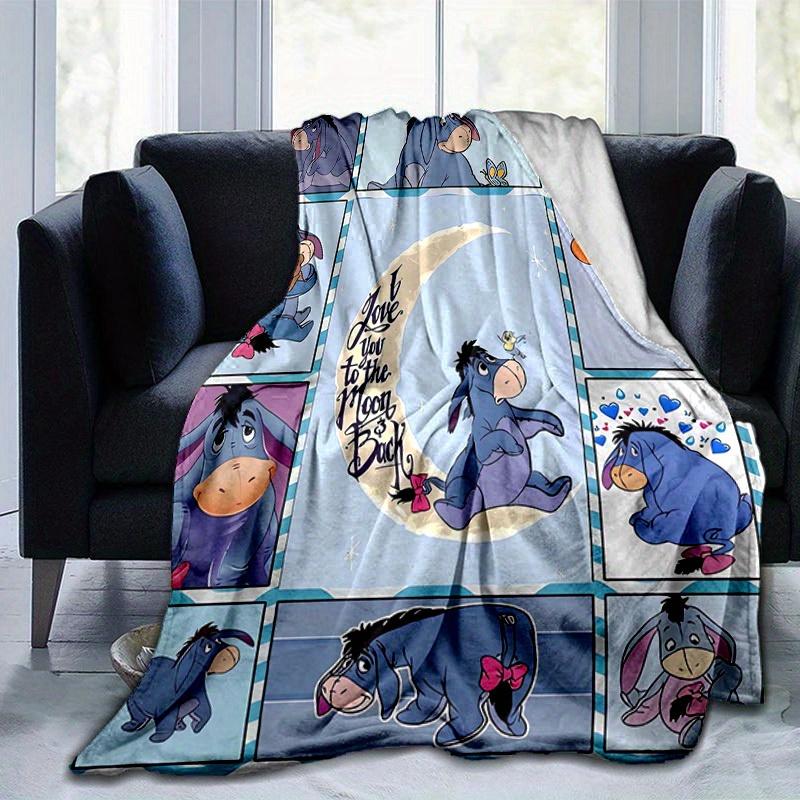 1pc, Adorable Eeyore Home Decor Blanket: A Cozy Flannel Throw for Your Living Room, Bedroom, or Outdoor Adventures. Perfect Gift Idea, Soft Sofa Blank