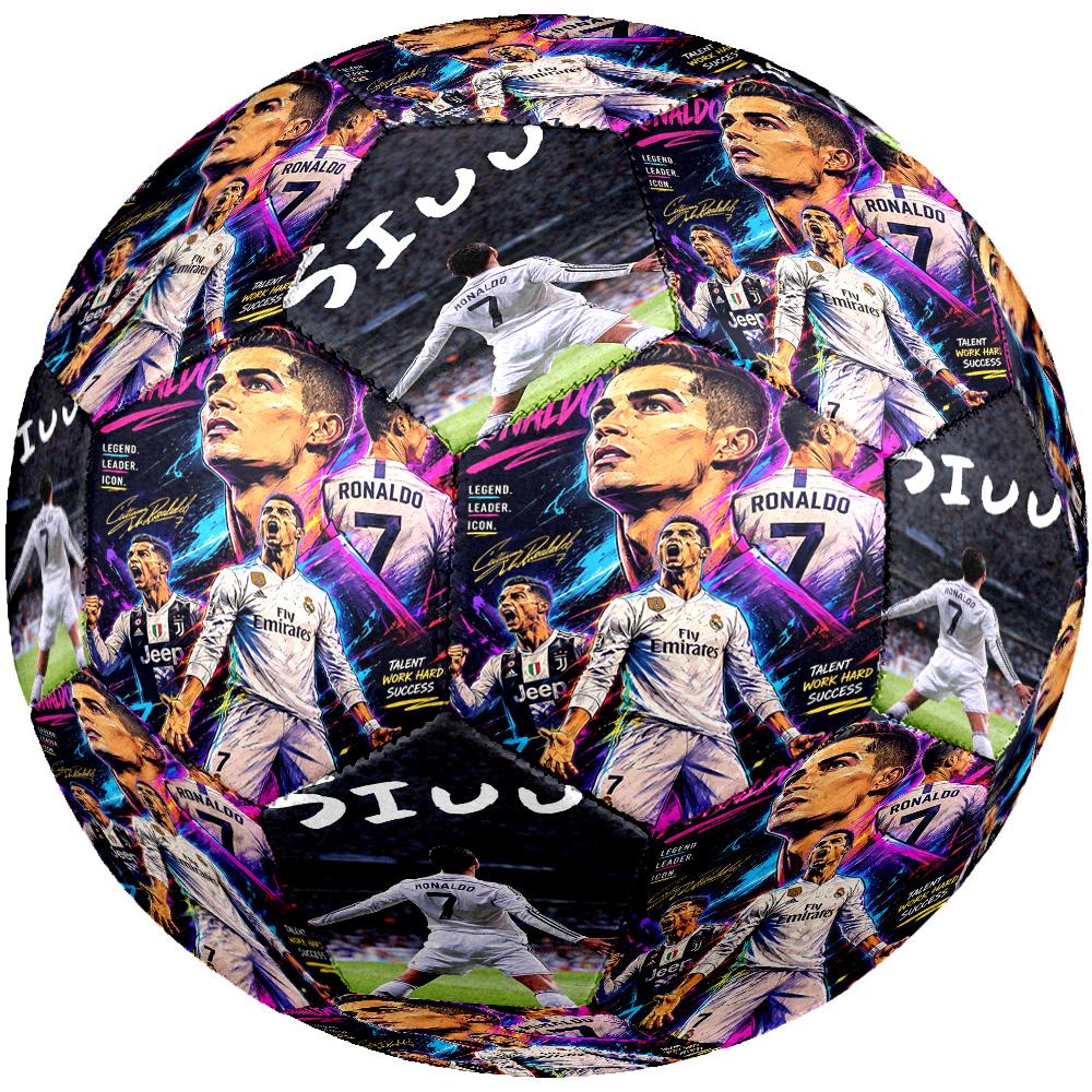 Ronaldo's Cr7 Football Legend Soccer Ball Size 5 Football Machine-Stitched Indoor/Outdoor Training and Matches Soccer Accessory