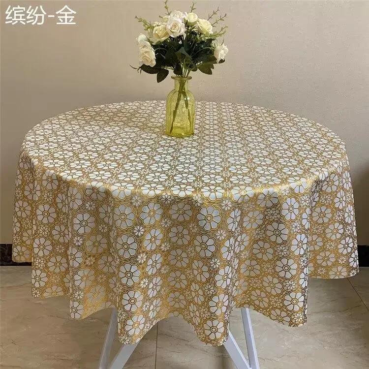 Tovaglia rotonda in pizzo di plastica Spessa Tovaglia stampata multicolore Impermeabile Resistente all'olio Lavabile Copritavolo