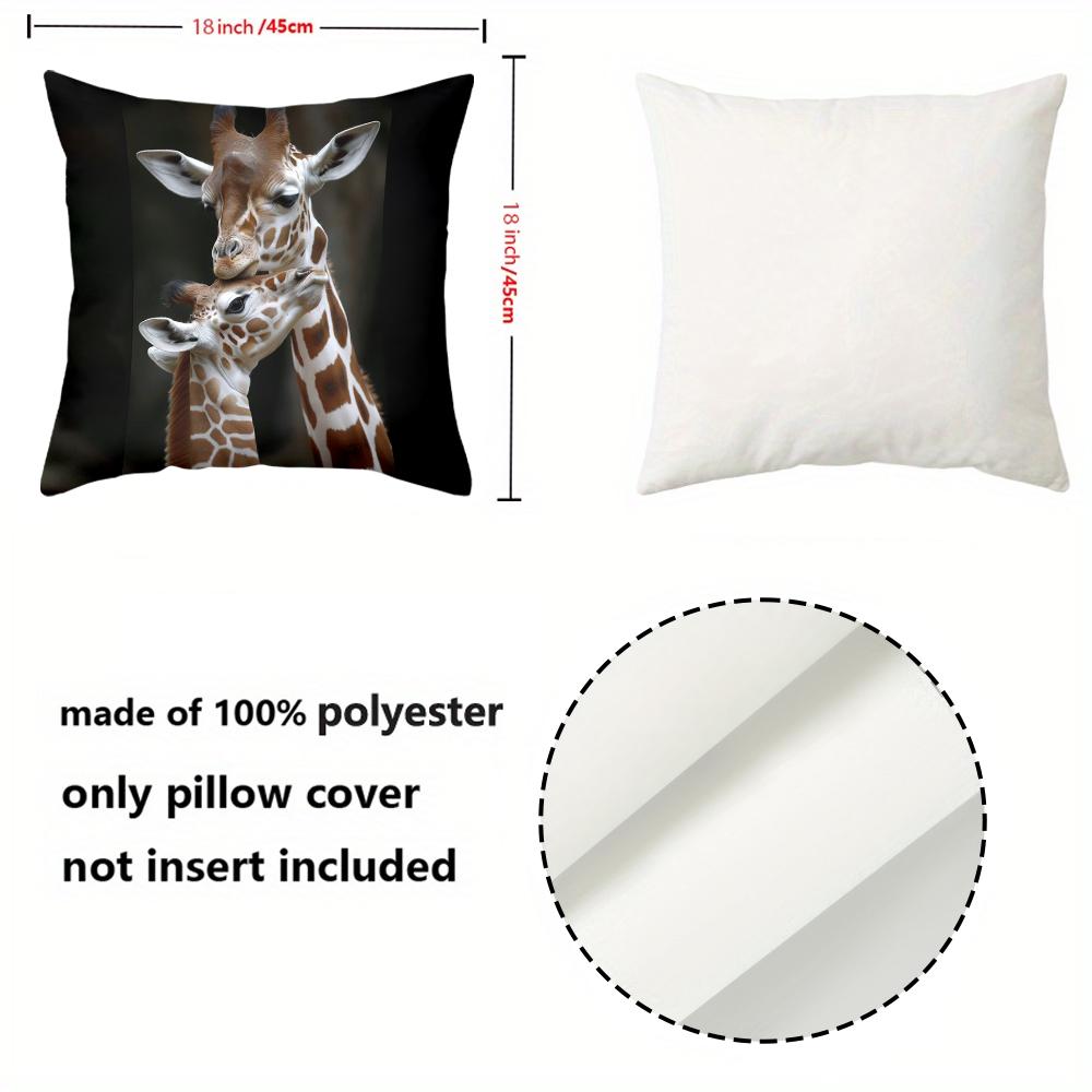 Giraffe Couple And Giraffes With Flower Hats Cushion Covers Polyester pillowcase, sofa decorative cushion cov Headboard Pillow